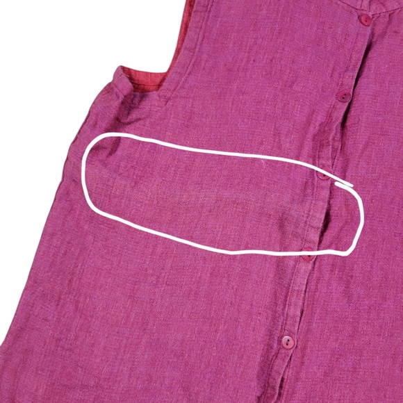 Eileen Fisher 100% Linen Top Womens S Pink Sleeveless Button Up Mandarin Collar - Picture 4 of 8